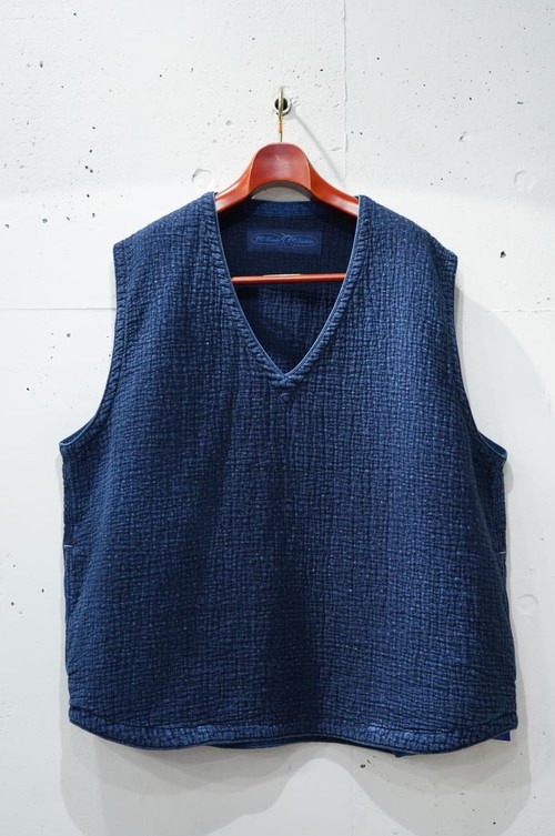  Porter Classic - NEW SASHIKO PULLOVER VEST - BLUE