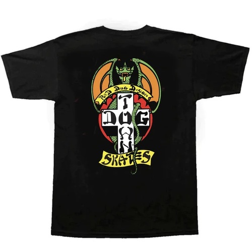  DOGTOWN - 70'S CLASSIC PREBOOK S/S T-SHIRT RED DOG - BLACK