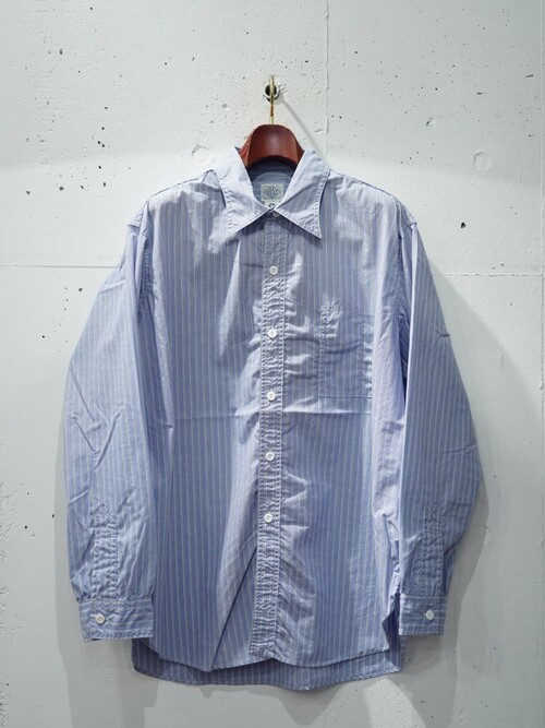  POST OVER ALLS - No.1 Shirt MV - stripe shirting - blue