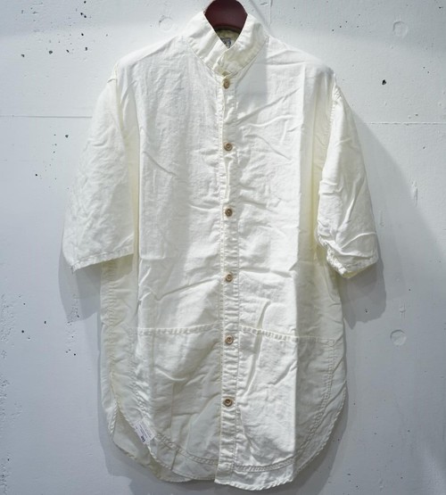  TENDER Co. - 443 S/S COMPASS POCKET SHIRT / COTTON CURTAIN LINING - RINSED ECRU