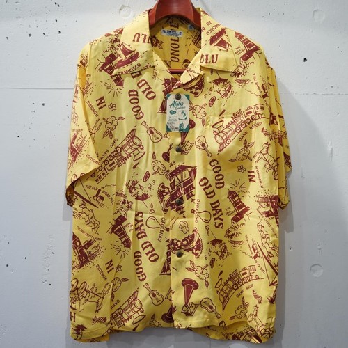  SUN SURF - SHORT SLEEVE ALOHA SHIRT / GOOD OLD DAYS - YELLOW