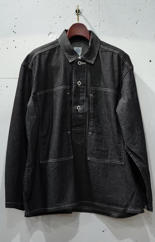  POST OVER ALLS - ARMY SHIRT / 8 oz. denim - black