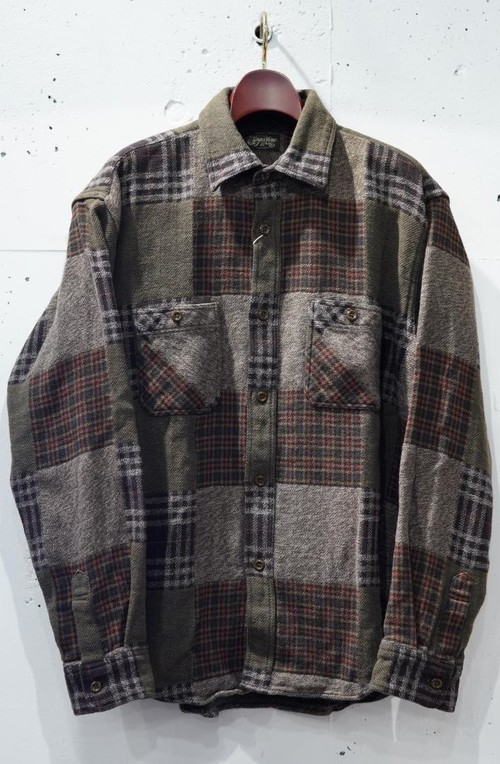  SUGAR CANE - PATCH WORK CHECK WORK SHIRT - BROWN