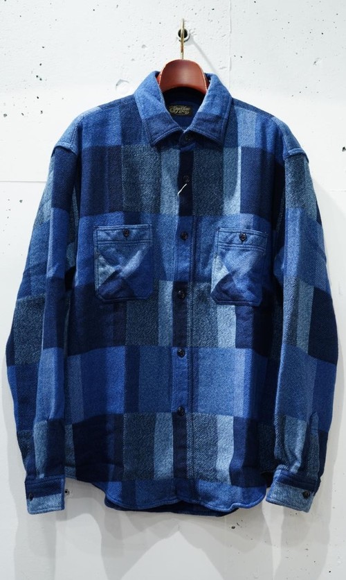  SUGAR CANE - GRADATION PATCH WORK WORK SHIRT - BLUE